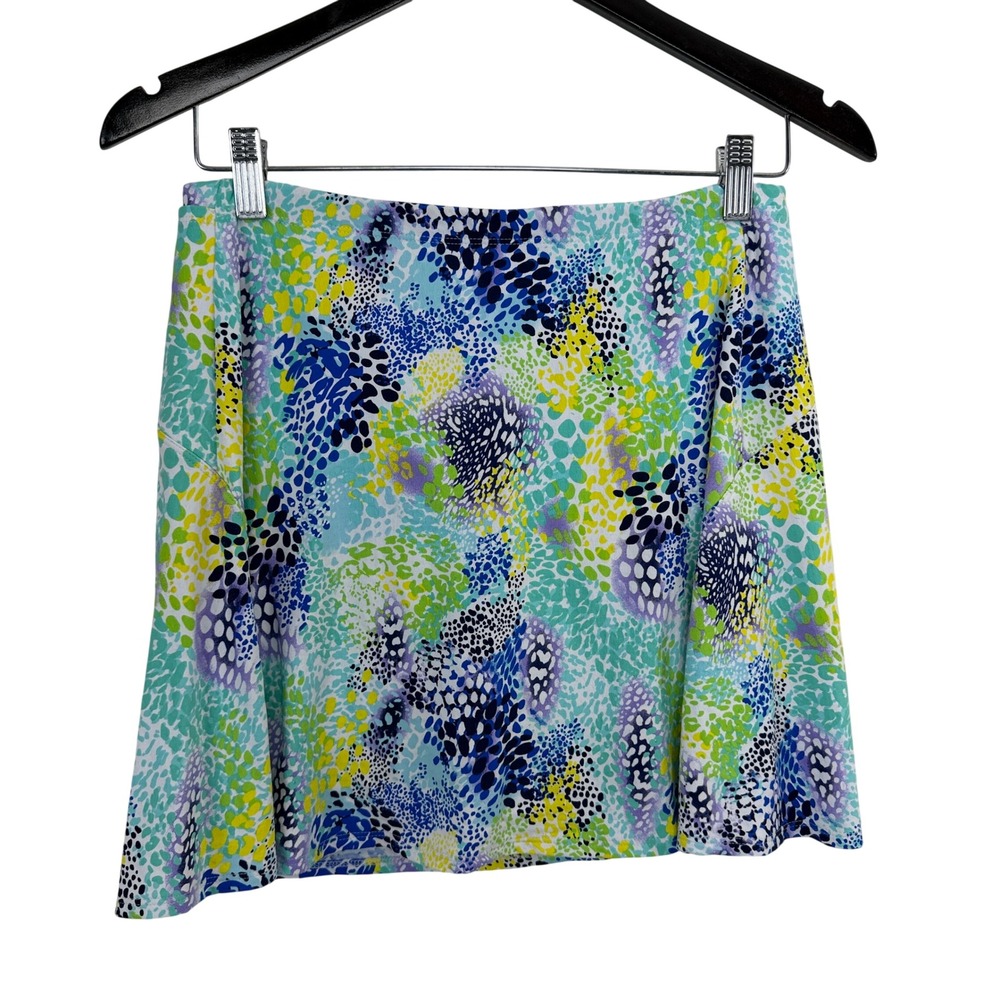 Ibkul Skort Womens XS Teal Multicolor Animal Print Athletic Golf Tennis Skir